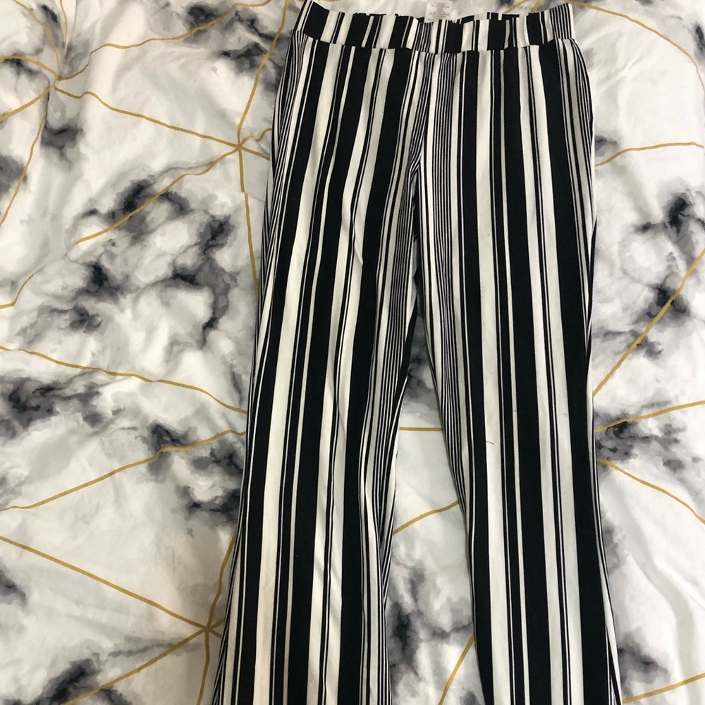 black and white flare pants